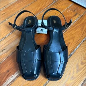 Zara Women's Black Leather Sandals
